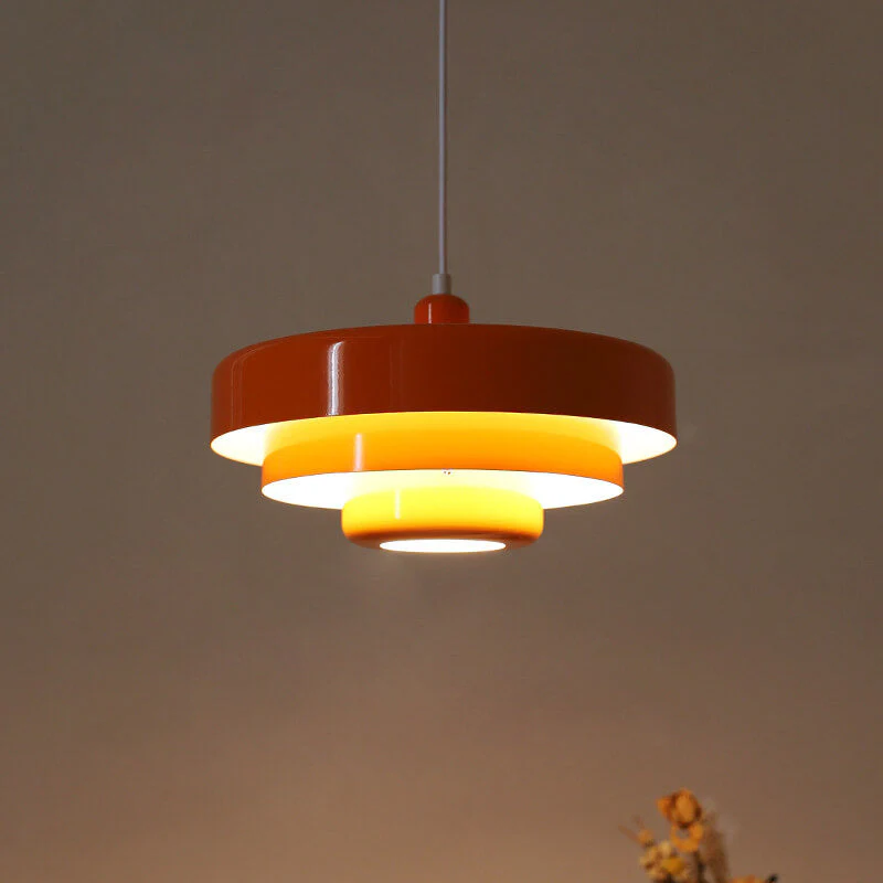 Nordycka Vintage wielowarstwowa okrągła metalowa lampa wisząca