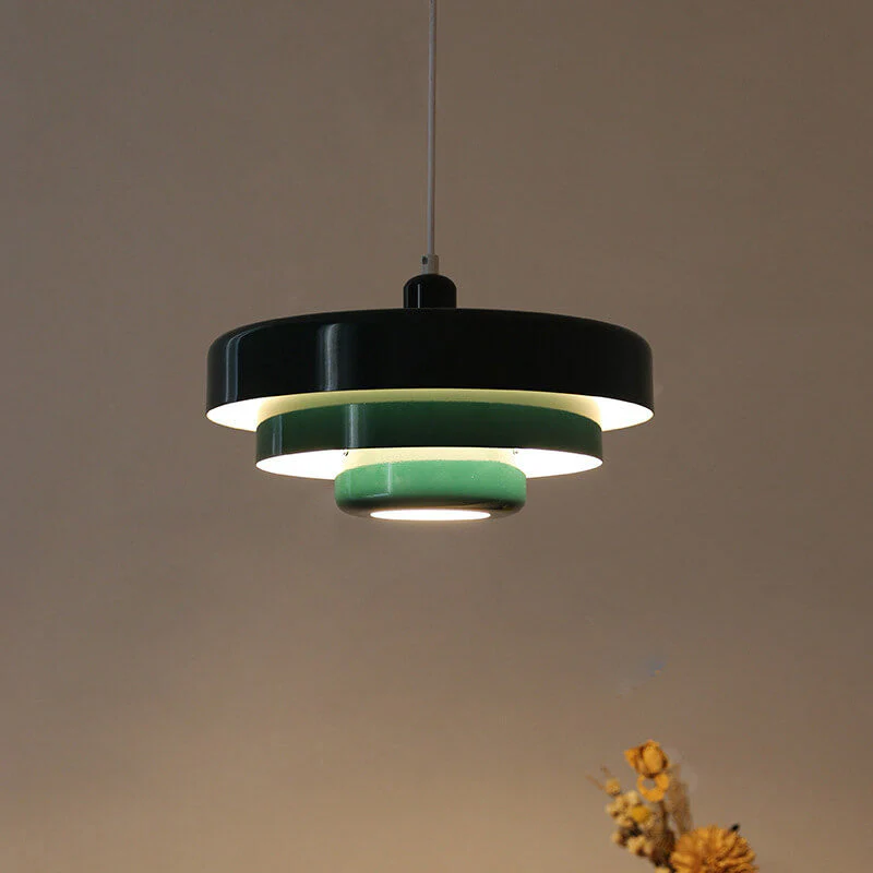 Nordycka Vintage wielowarstwowa okrągła metalowa lampa wisząca