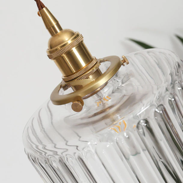 Japońska vintage mosiężno-szklana okrągła lampa wisząca