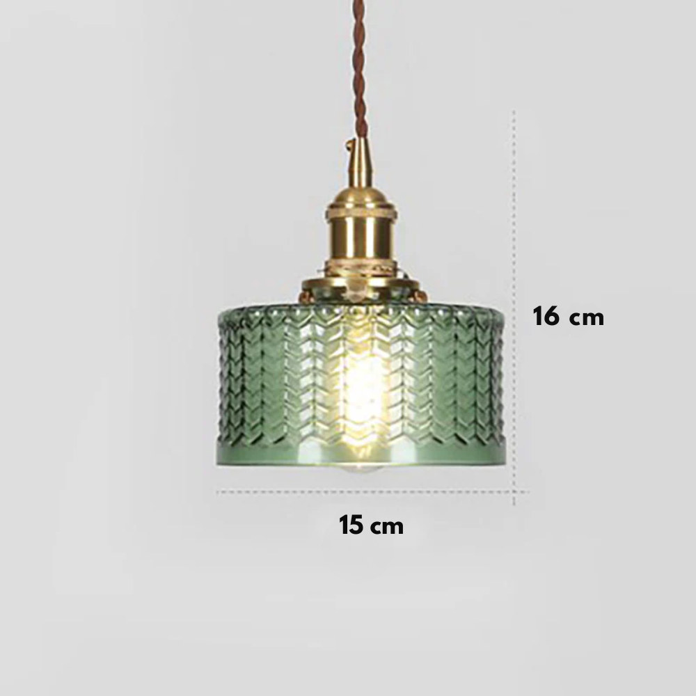 Japońska vintage mosiężno-szklana okrągła lampa wisząca