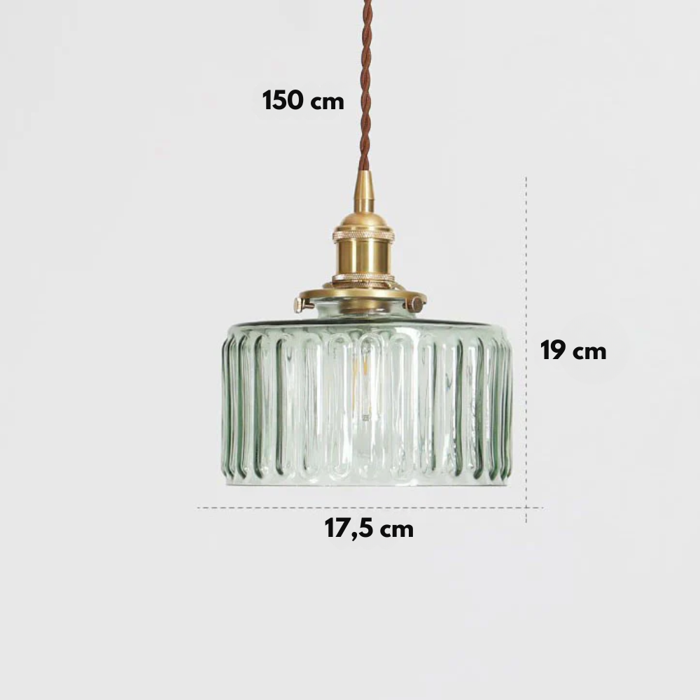 Japońska vintage mosiężno-szklana okrągła lampa wisząca