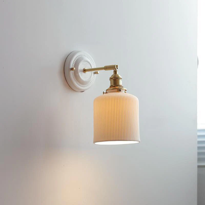 Vintage Japońska Ceramiczna Mosiężna 1-Punktowa Lampa Ścienna