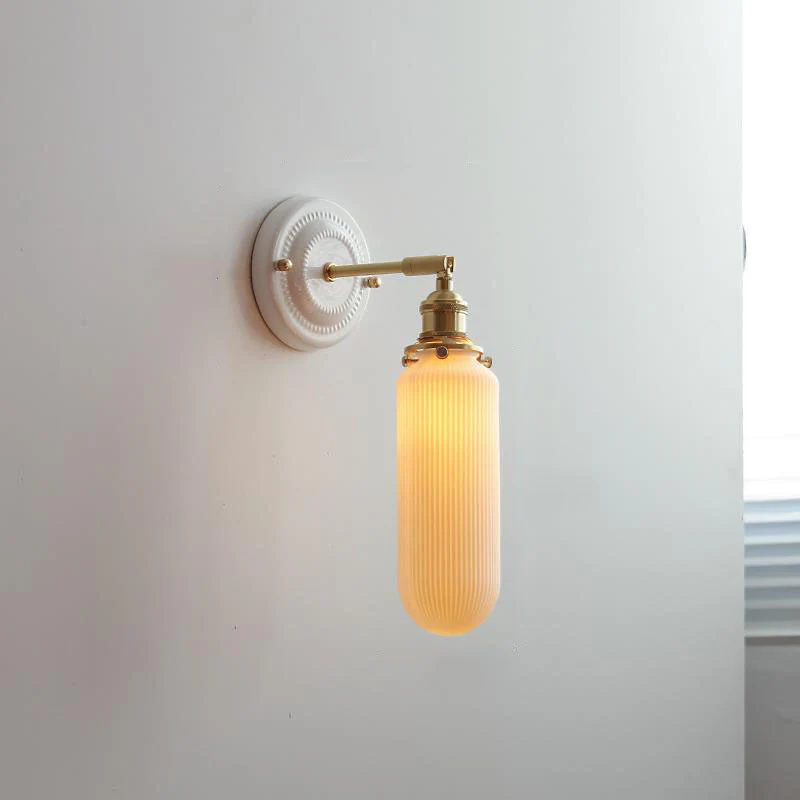 Vintage Japońska Ceramiczna Mosiężna 1-Punktowa Lampa Ścienna