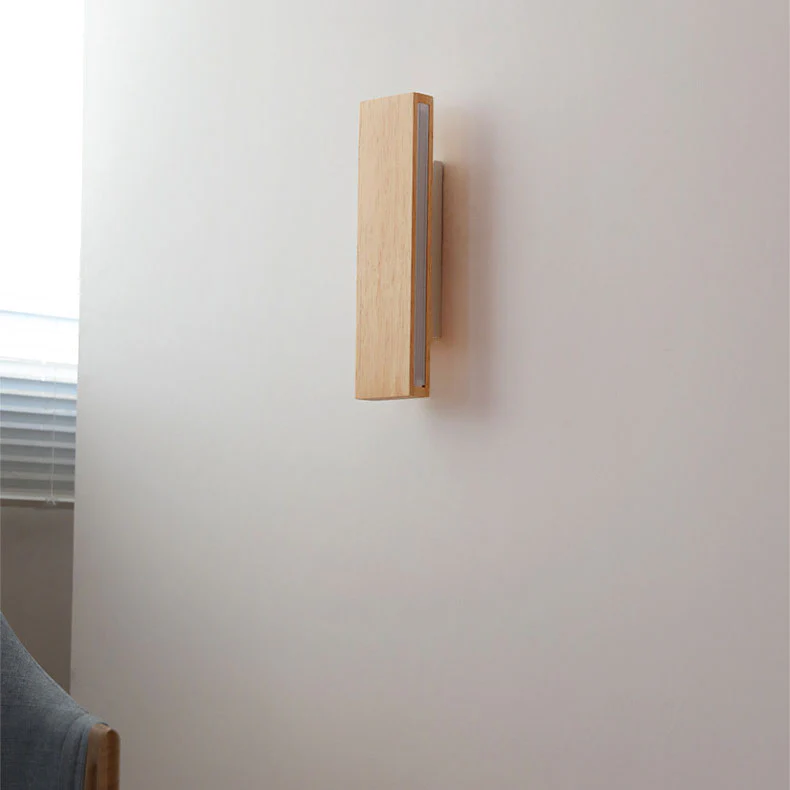 Japońska Minimalistyczna Prostokątna Lampa Ścienna z Drewna