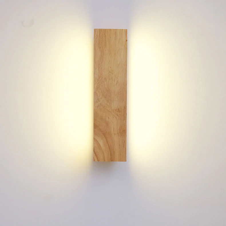 Japońska Minimalistyczna Prostokątna Lampa Ścienna z Drewna
