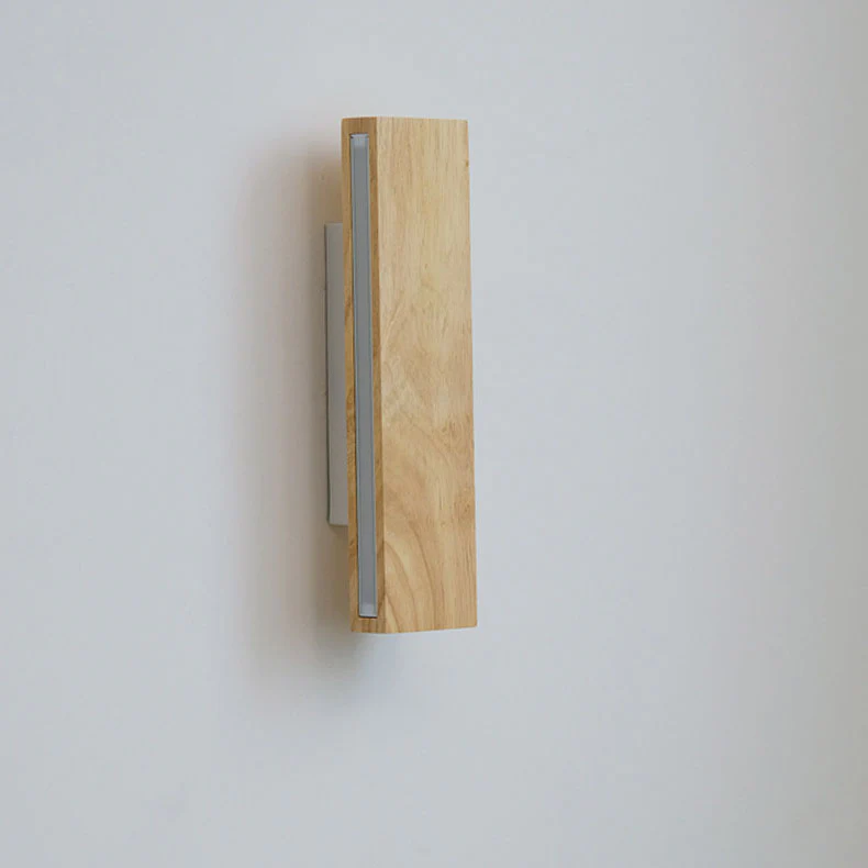 Japońska Minimalistyczna Prostokątna Lampa Ścienna z Drewna
