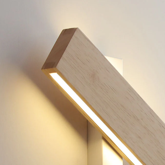 Japońska Minimalistyczna Prostokątna Lampa Ścienna z Drewna