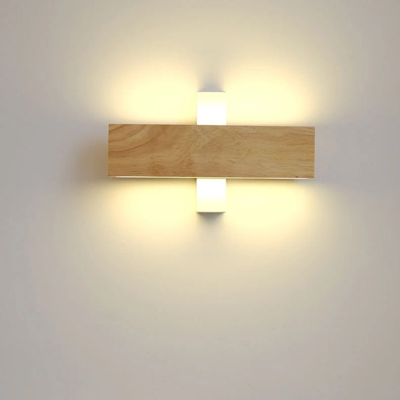 Japońska Minimalistyczna Prostokątna Lampa Ścienna z Drewna