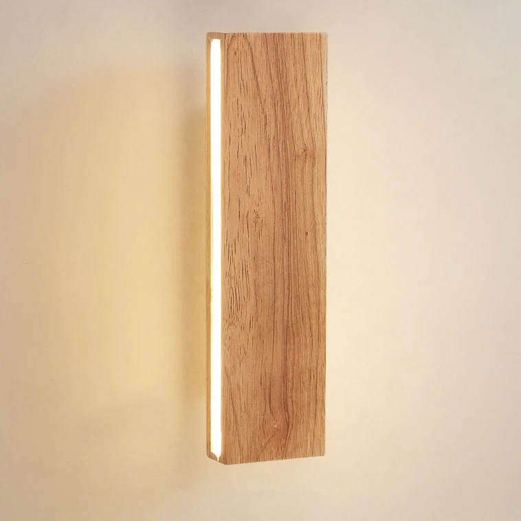Japońska Minimalistyczna Prostokątna Lampa Ścienna z Drewna