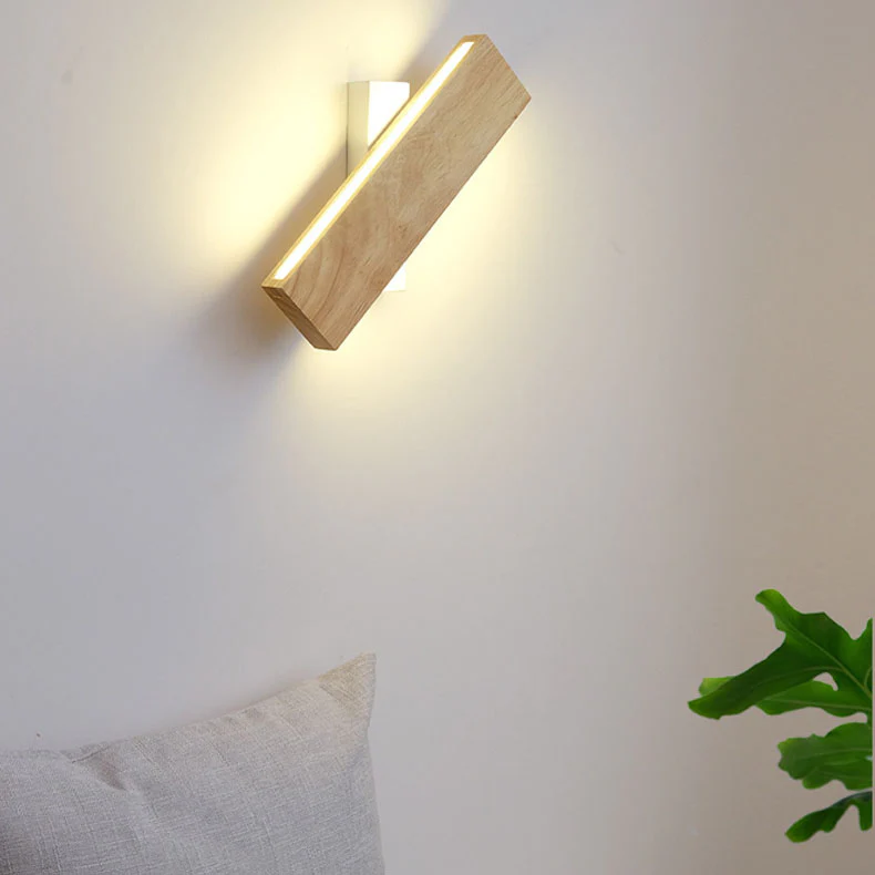 Japońska Minimalistyczna Prostokątna Lampa Ścienna z Drewna