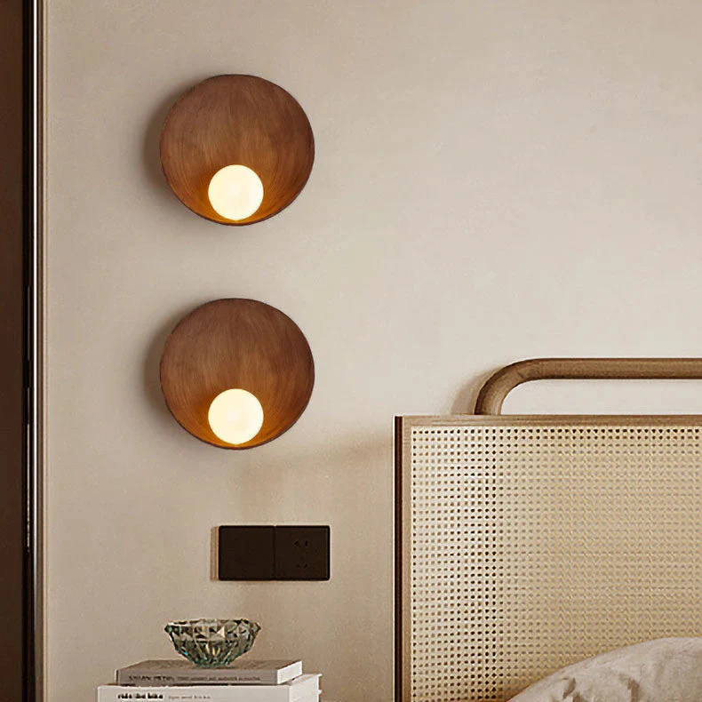 Nowoczesna minimalistyczna okrągła kinkietowa lampa ścienna z żywicy i żelaza