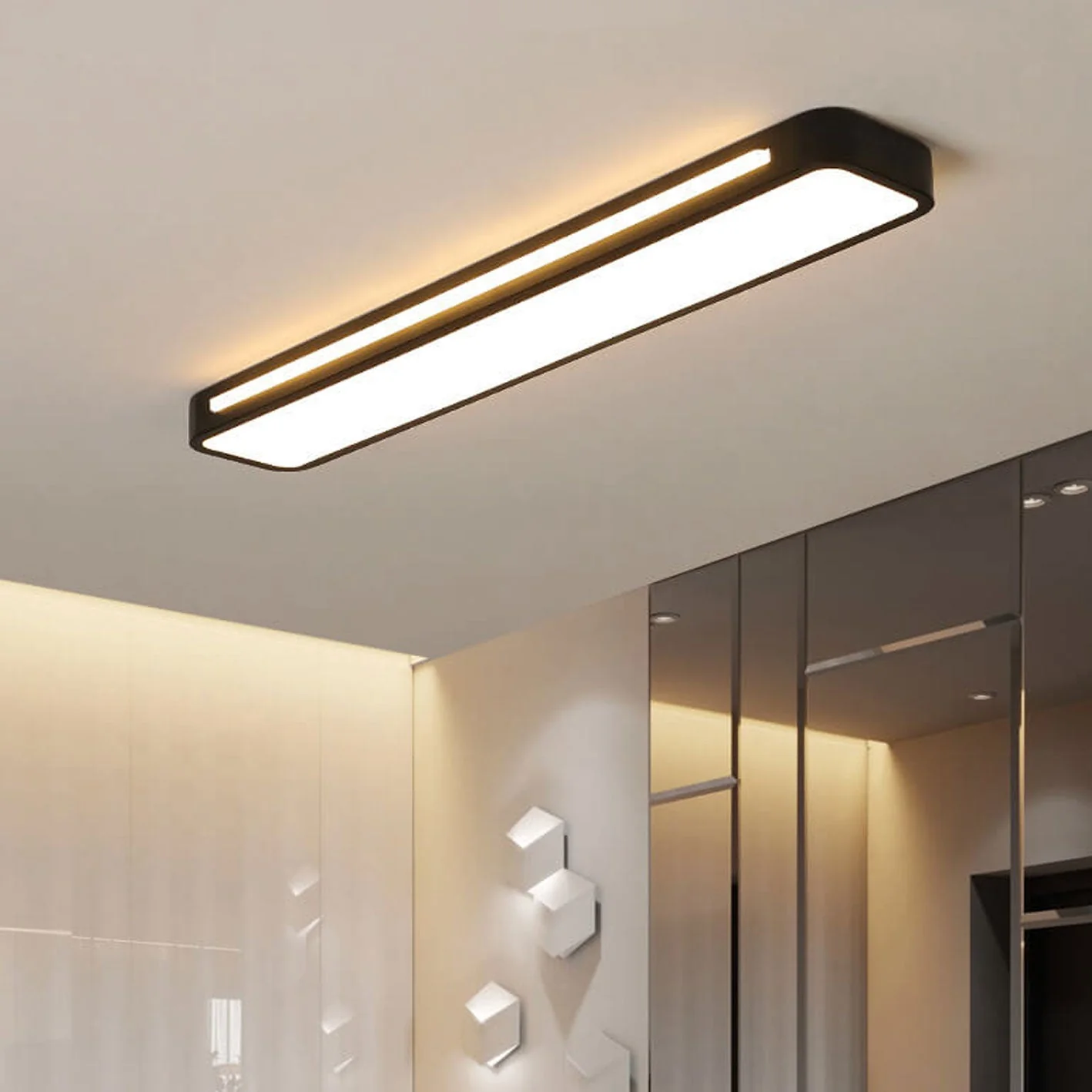 Nordycka minimalistyczna długa lampa sufitowa LED