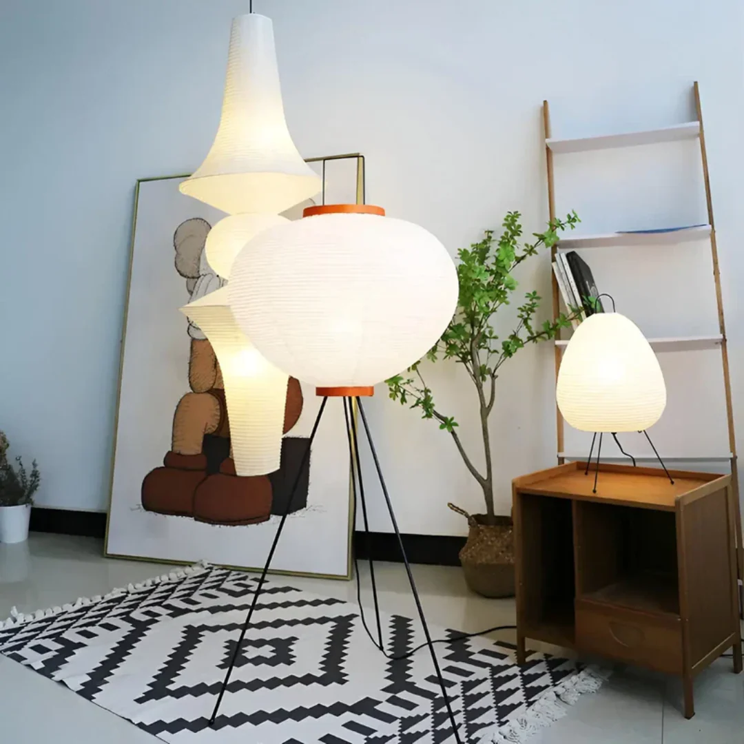Lampa Stojąca Wabi-Sabi z Papieru Ryżowego