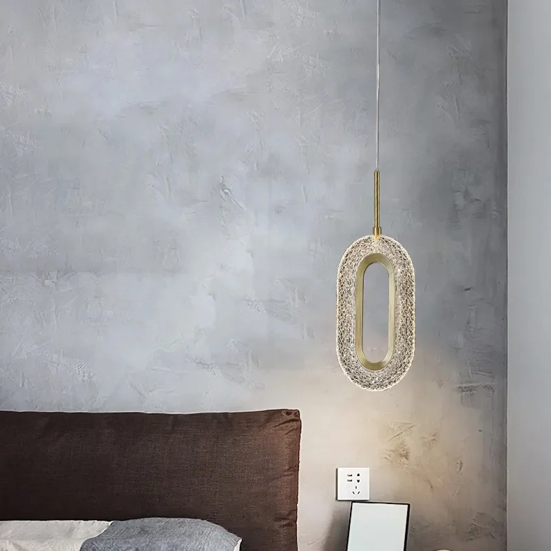 Lampa wisząca z owalnym złotym pierścieniem 1-świetlne oświetlenie LED z regulowanym kablem