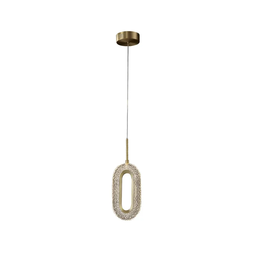 Pendant lamp with oval gold ring 1-light LED lighting with adjustable cable