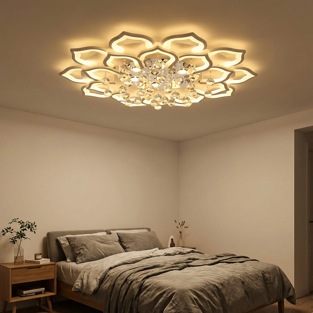 Kryształowy Żyrandol z Pilotem | Luksusowy Żyrandol do Salonów i Sypialni, Regulowane Oświetlenie