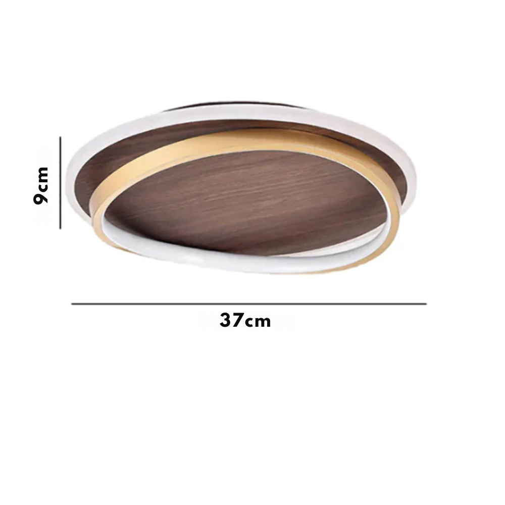 Minimalistyczna Orzechowa okrągła lampa sufitowa LED