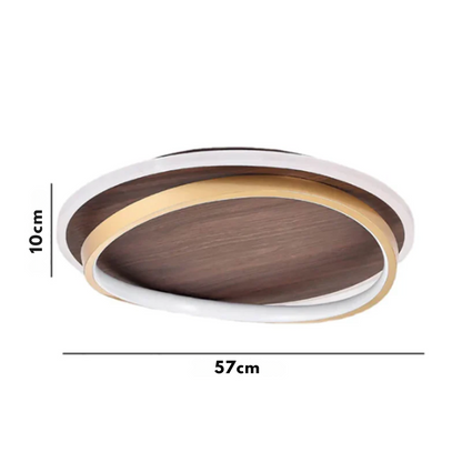 Minimalistyczna Orzechowa okrągła lampa sufitowa LED