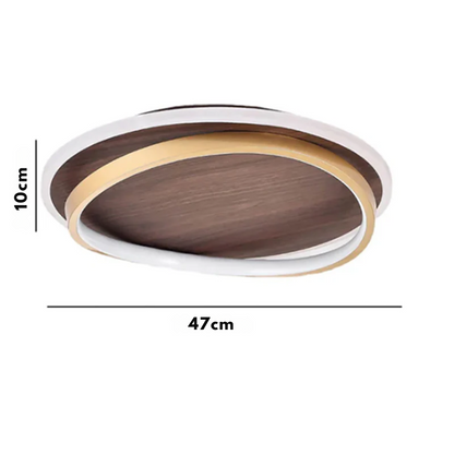Minimalistyczna Orzechowa okrągła lampa sufitowa LED
