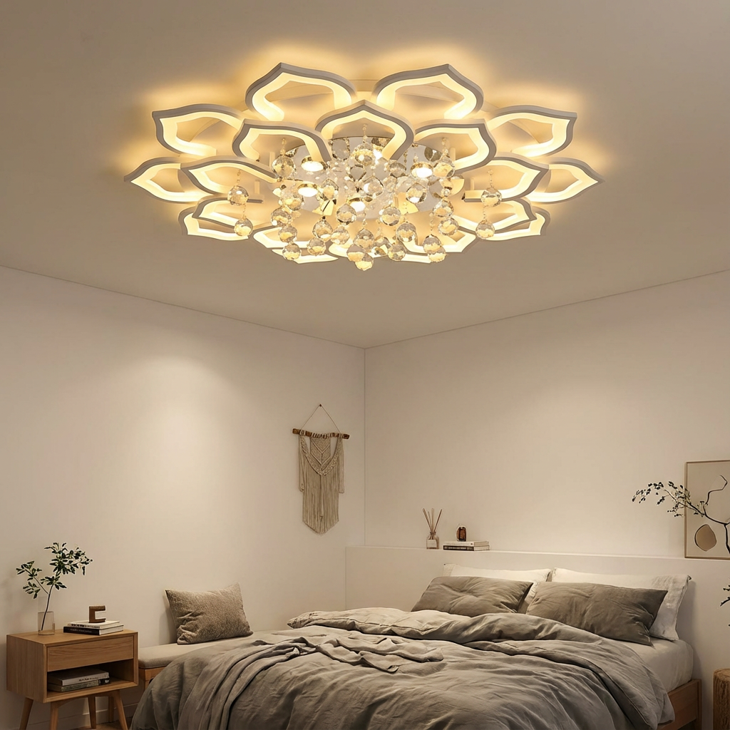 Kryształowy Żyrandol z Pilotem | Luksusowy Żyrandol do Salonów i Sypialni, Regulowane Oświetlenie