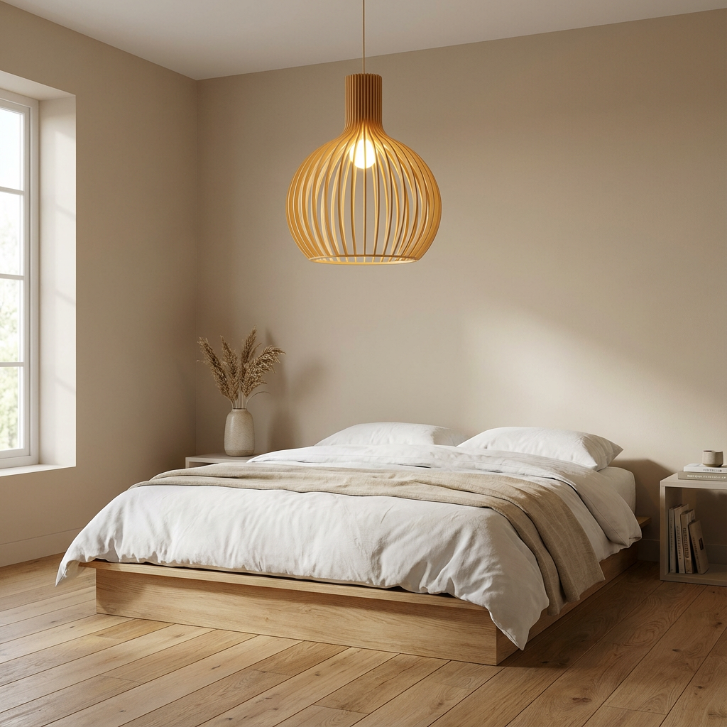 Drewniana Lampa Wisząca | Ręcznie Robiona 1.5kg 2