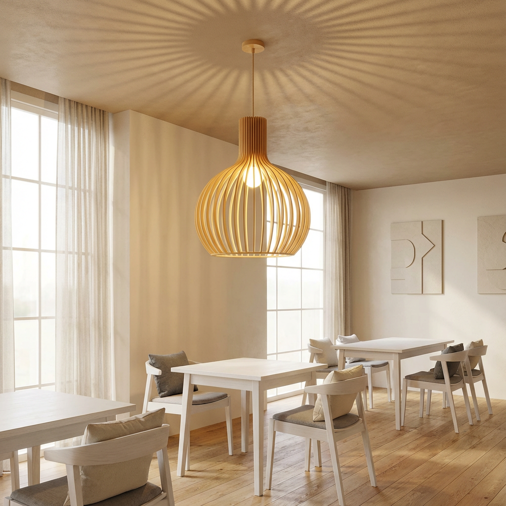 Drewniana Lampa Wisząca | Ręcznie Robiona 1.5kg 3