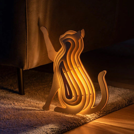 Drewniana Lampa Zwierzęca 3D | Unikalny Design, Ciepłe Światło Nocne do Sypialni i Salonu 0
