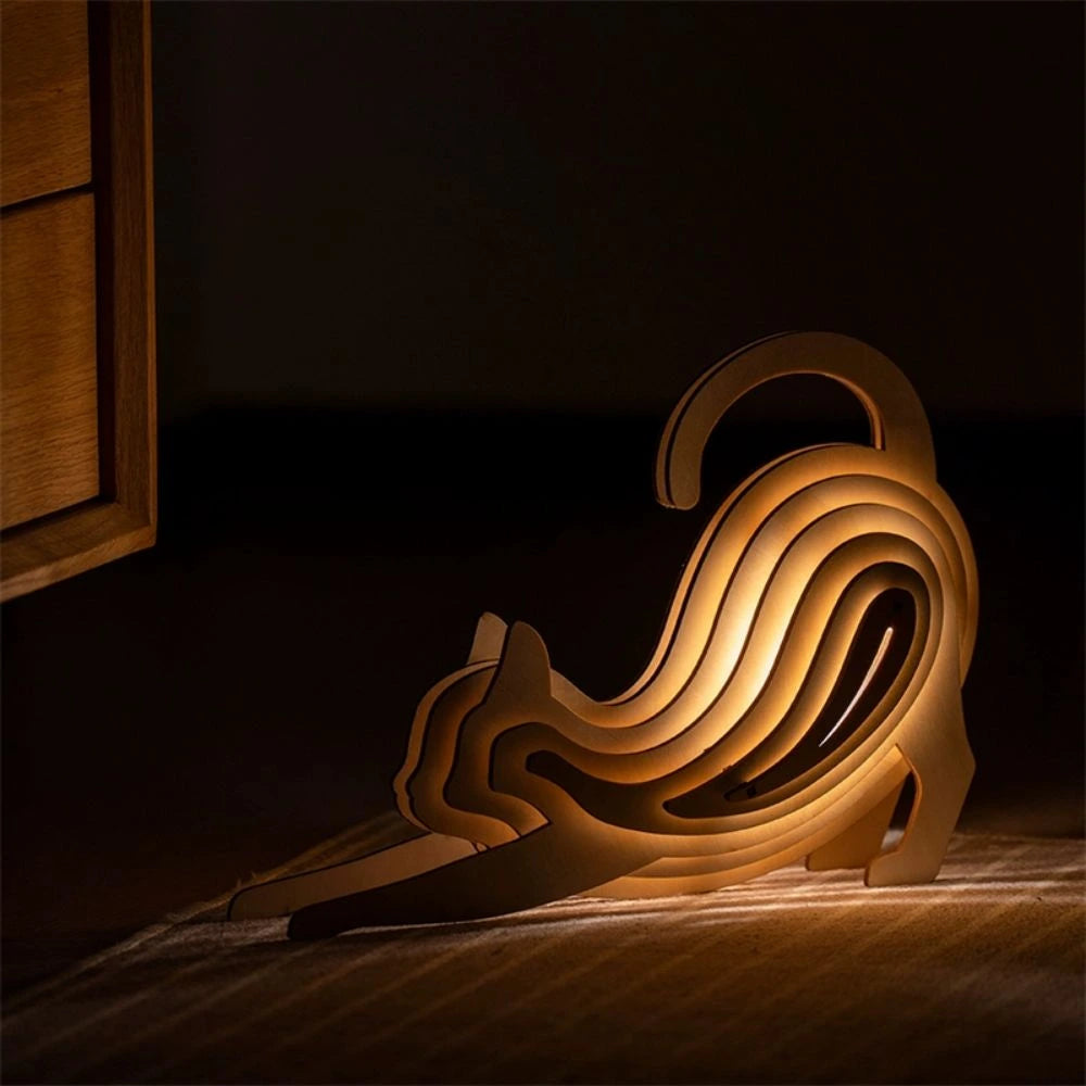 Drewniana Lampa Zwierzęca 3D | Unikalny Design, Ciepłe Światło Nocne do Sypialni i Salonu 11