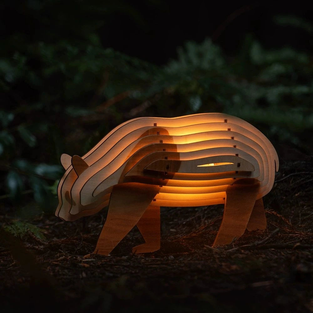 Drewniana Lampa Zwierzęca 3D | Unikalny Design, Ciepłe Światło Nocne do Sypialni i Salonu 2