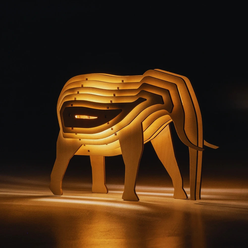 Drewniana Lampa Zwierzęca 3D | Unikalny Design, Ciepłe Światło Nocne do Sypialni i Salonu 3