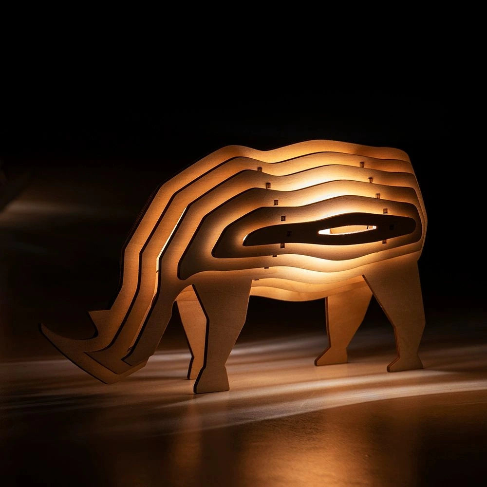 Drewniana Lampa Zwierzęca 3D | Unikalny Design, Ciepłe Światło Nocne do Sypialni i Salonu 6