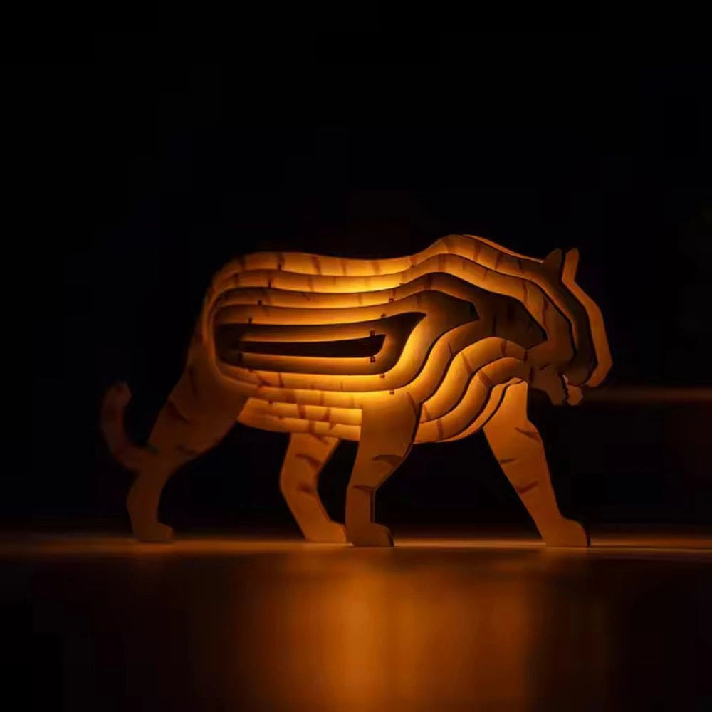 Drewniana Lampa Zwierzęca 3D | Unikalny Design, Ciepłe Światło Nocne do Sypialni i Salonu 7