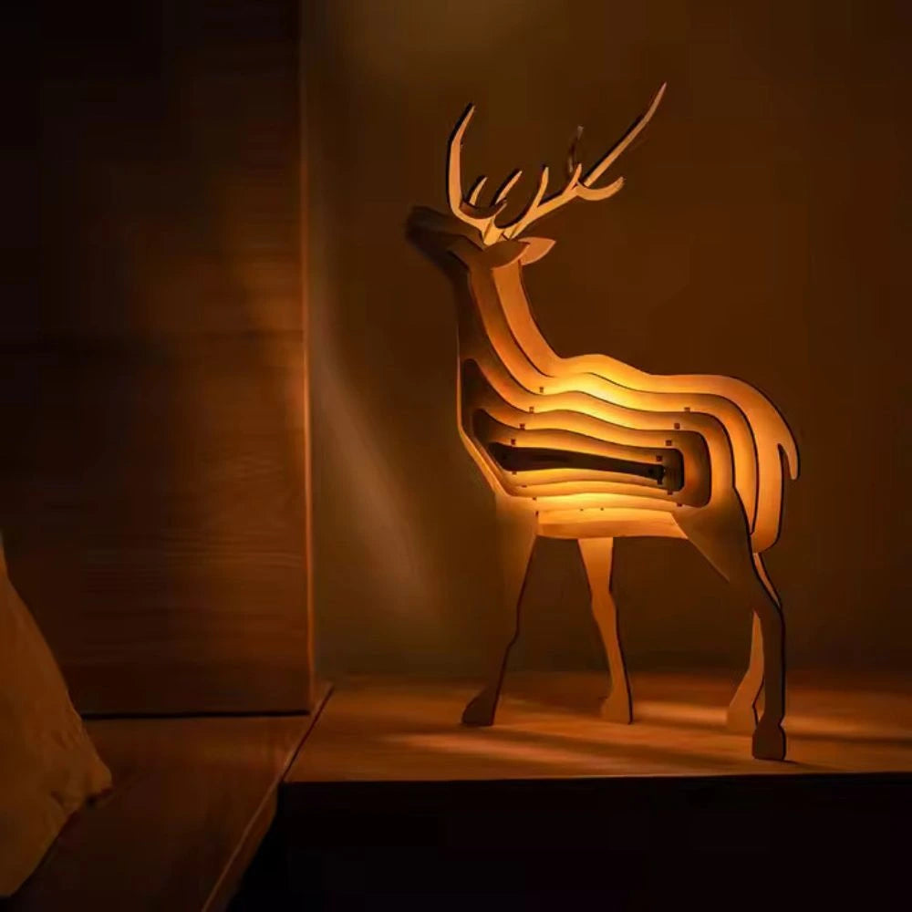 Drewniana Lampa Zwierzęca 3D | Unikalny Design, Ciepłe Światło Nocne do Sypialni i Salonu 8