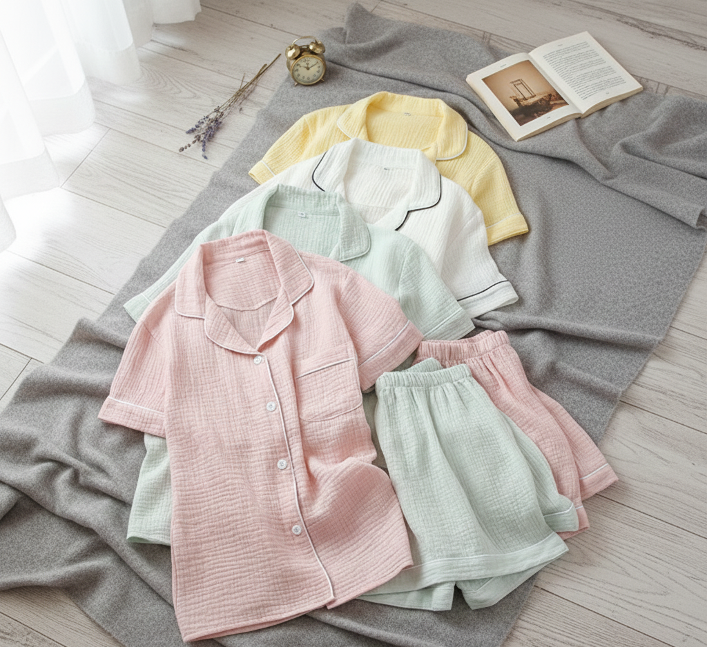 Muślinowa piżama bawełniana | Lekka i oddychająca