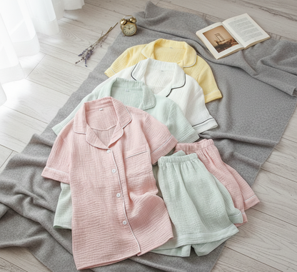 Muślinowa piżama bawełniana | Lekka i oddychająca