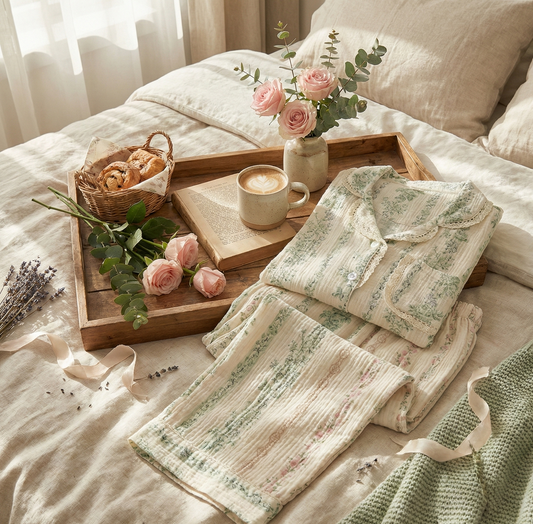 Piżama Romantyczny Ogród - Komplet w Kwiatowe Desenie