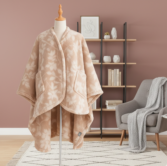 Mięciutki koc-ponczo z kieszeniami