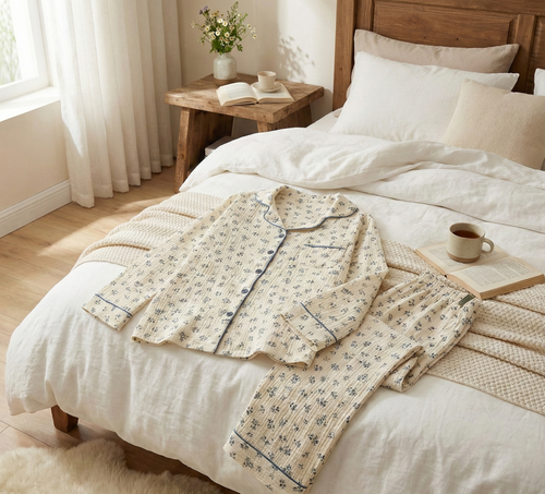 Damespyjama Flora | 100% Katoenen Mousseline