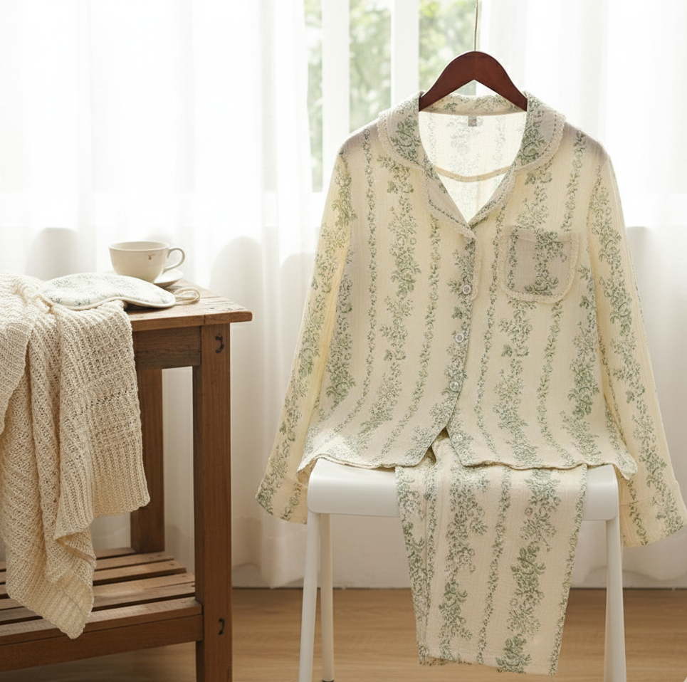 Piżama Romantyczny Ogród - Komplet w Kwiatowe Desenie