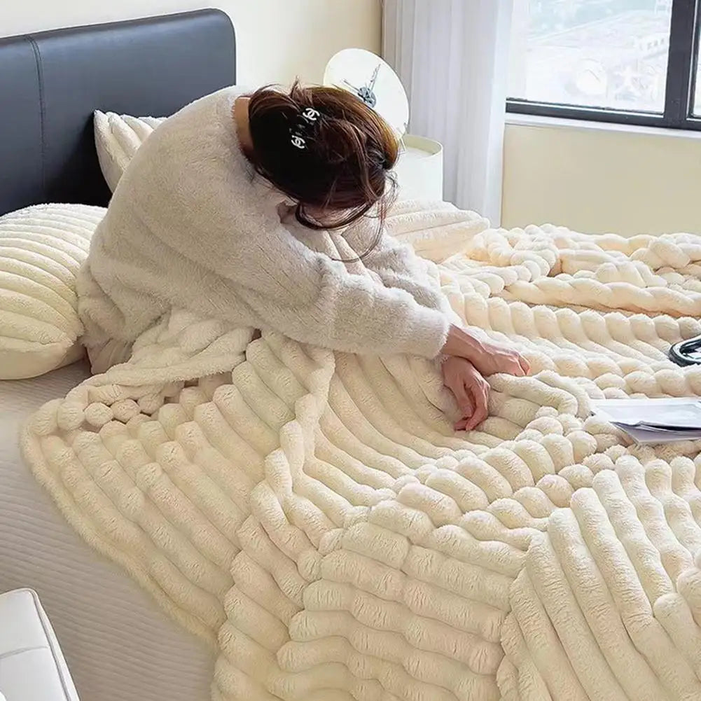 Gruby Koc Dwustronny Z Sztucznego Futra | Ciepły I Miękki 1,5 kg 180x200 cm 0