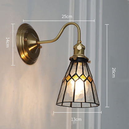 Kinkiet Ścienny Vintage z Szklanym Kloszem i Mosiężnymi Elementami – Eleganckie Oświetlenie do Sypialni i Salonu 6