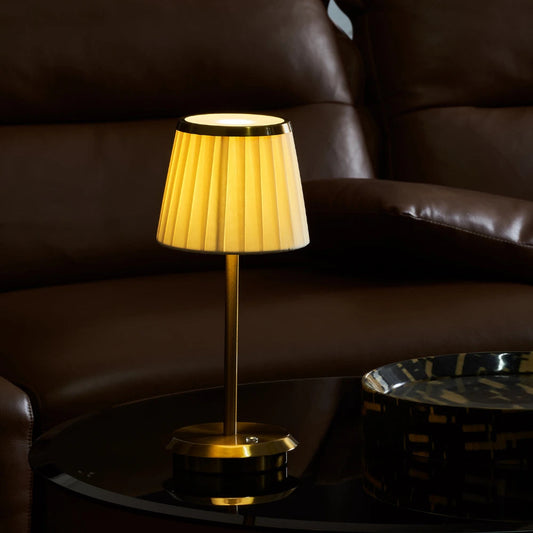 Klasyczna Lampa Stołowa Bezprzewodowa | Czarna, Regulowane Oświetlenie, Żelazny Korpus, Tkaninowy Klosz 0