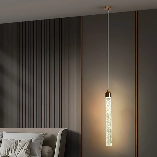 Kryształowa Lampa Wisząca | 12W, Złote Okucia, Do Salonu, 1,5 m 0