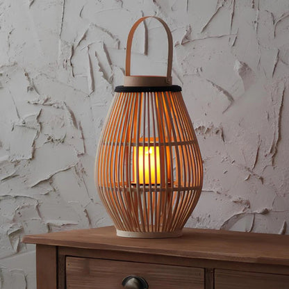Lampa Bambusowa Bezprzewodowa | Ręcznie Tkana, Elegancka Dekoracja LED 0