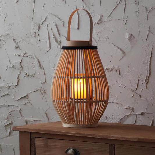 Lampa Bambusowa Bezprzewodowa | Ręcznie Tkana, Elegancka Dekoracja LED 0