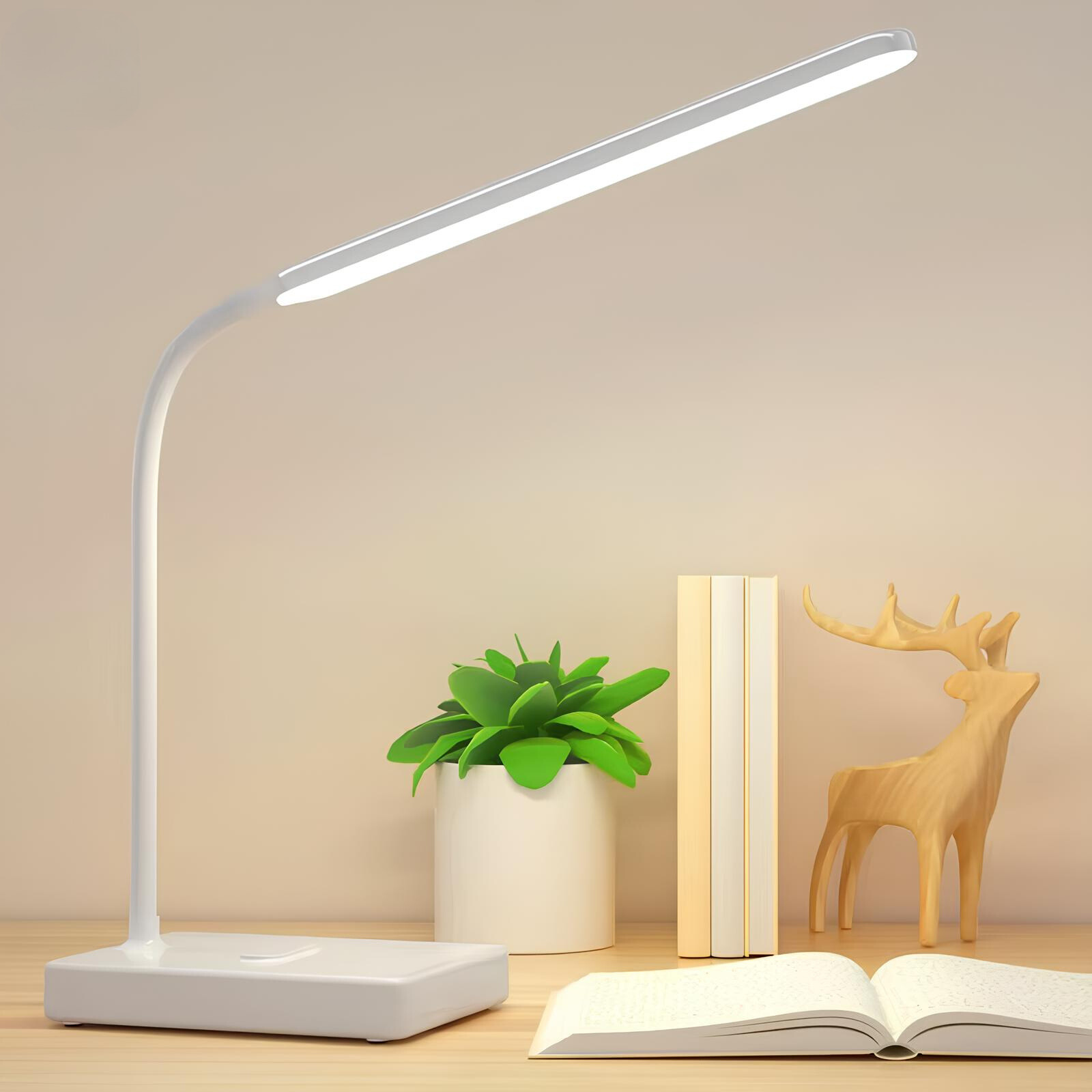 Lampa Biurkowa LED z Elastycznym Ramieniem | Regulowane Kolory, Ściemniacz, USB 1
