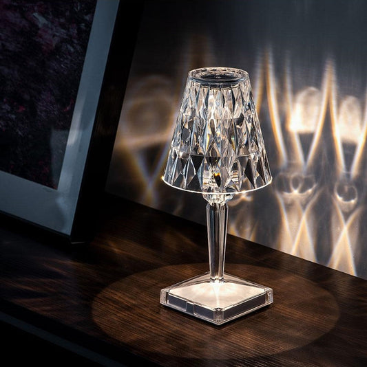 Lampa Kryształowa z Dotykowym Czujnikiem | Elegancki Design, Ładowalna, 3 Kolory Światła 0