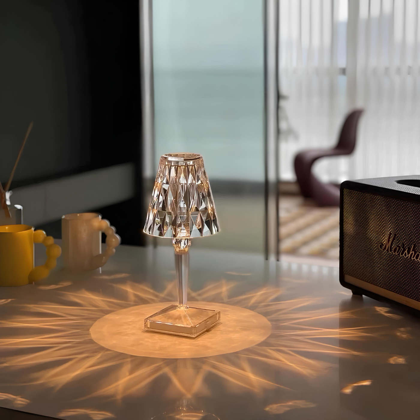 Lampa Kryształowa z Dotykowym Czujnikiem | Elegancki Design, Ładowalna, 3 Kolory Światła 8
