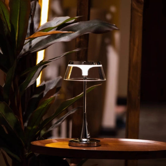 Lampa Stołowa Bezprzewodowa z Regulacją Jasności | Elegancka Lampka Nocna do Salonu, Akrylowa Konstrukcja 0