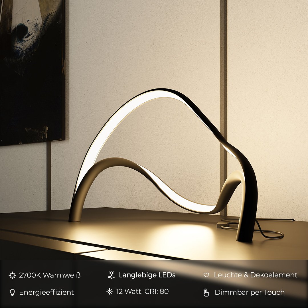 Lampa Stołowa LED Hera | Minimalistyczny Design 12W, Czarna | 1,5 kg 2
